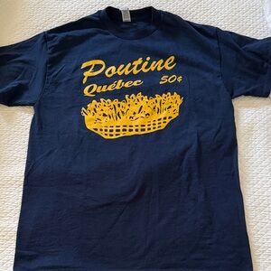 Medium Navy Blue T-Shirt with Yellow Poutine Graphic